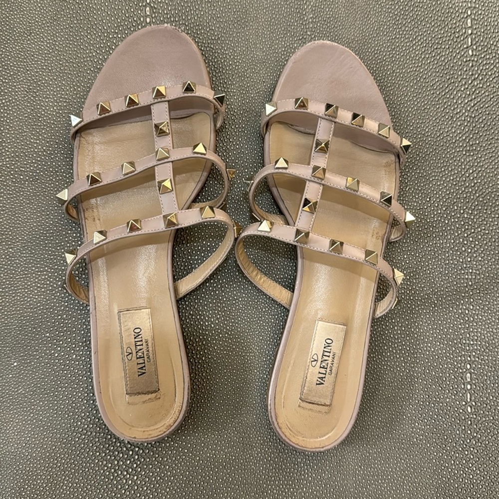 Valentino rockstud flat slide sandal